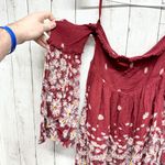 Ecote ECOT'E Top Women Double Cold Shoulder Long Sleeve Floral Red Strapless Rayon Photo 4