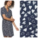 Popsugar  Navy Blue White Heart Dress XS Button Down Pockets Photo 1