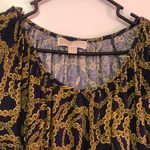 Michael Kors  Navy Blue Gold Chains Design Blouse Size Large 3/4 Sleeve Photo 4