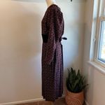 Karin Stevens Vintage Prairie Floral Suede Leather Button Bodice Long Sleeve Dress Size large Photo 3