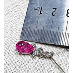 Sterling Silver Pink Lab Sapphire October Birthstone Drop Pendant Necklace NWOT Photo 3