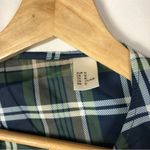 Boutique  Green & Blue Plaid Tie Front Crop Long Sleeve Top M Photo 4