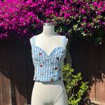 Anthropologie Maeve Striped Embroidered Strawberry Cropped Cami Photo 4