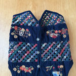 VTG Casey & Max Waistcoat Vest Womens Small Navy Fall Cardigan Style India Blue Photo 6