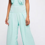 Free People Fame & Partners Jacy Ruffle Wide Leg Jumpsuit Mint Swiss Dot Small Photo 0