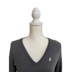 Ralph Lauren Womens Sweater Dress Gray Merino Wool Cotton Knit Med V Photo 2