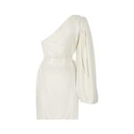 SELMACILEK One Sleeve Mini Dress in Ecru XSmall New Womens Satin Cocktail White Size XS Photo 11