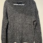 Theory Sweater Womens Medium Black White Marled Cotton Wool Slouchy Minimal Photo 0