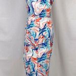 Tahari ASL Sleeveless Sheath Dress Midi Multicolor Geometric Print Sz 6 New Blue Photo 10