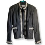 Vintage Guillaume Black Leather Jacket With White Laces Size M Photo 0