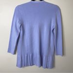 Talbots Pastel Powder Blue Pleated Ruffle Peplum Hem Open-Front Cardigan Small Photo 2