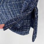 ZARA  Womens Tweed‎ Off The Shoulder Square Neck Long Sleeve Top Blue Small NWT Photo 5