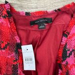 Ann Taylor  The Long Cardigan Jacket in Houndstooth Tweed sz 4 pink red blazer Photo 5