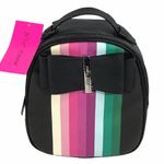 Betsey Johnson  Striped Mini Backpack with Bow, Black, Pink, Green Photo 6