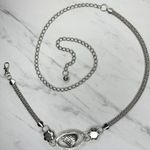 Rhinestone Heart Flower Chain Belt Y2K Silver Tone Metal Links OS ✨ Photo 1