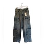 ZARA NWT WOMEN MID-RISE TRF CARGO JEANS Pockets Photo 7