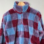 Eddie Bauer Pullover Jacket Plaid Faux Fur Fleece Size Small Sweatshirt Women Photo 5