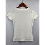 Hollister White Ribbed Button-Front Short Sleeve Top Size S Photo 6