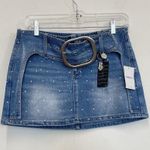 Forever 21  Blue Bratz Rhinestone Denim Mini Skirt with Belt - Size M Photo 0