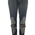 Gaelle Black Studded Distressed Ripped Knee Mid Rise Skinny Denim Jeans Pants 27 Photo 0