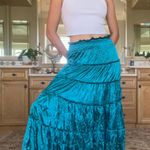 Y2k Satin Tiered Skirt Blue Photo 1