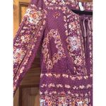 Free People  Boho Purple Floral Print Long Sleeve Mini Dress Festival Hippie Chic Photo 8