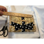 Vintage Depre Bahamas Straw Woven Clutch Black Polka Dot Bow Envelope Style Photo 5