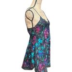 Vtg 1980s Lucie Ann II Floral Nighty Negligee Slip Nightgown Intimate Sleepwear Black Photo 3