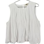 Madewell NWT  Sleeveless Crewneck Bubble Top White Sz XXL Pleated Cotton Blouse Photo 2