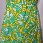 Lilly Pulitzer  Strapless Summer Dress Blue Yellow Ruffled Hems size small Photo 2