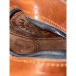 Leather Crossbody Handbag Circular Hand Tooled Handmade‎ Genuine Leather Photo 5