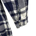 Aerie  Cotton Blue White Flannel Plaid Button Up Long Sleeve Short Romper Large Photo 8