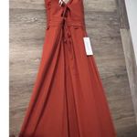 Azazie Paprika A line Pleated Chiffon Long Dress Farren Bridesmaid Formal Orange Size 6 Photo 9
