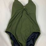 J.Crew  10 Olive Green Bamboo halter swimsuit Photo 2