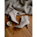 Stuart Weitzman  Juniper 70 Pale Gray Leather Tab Ankle Boots Size 7.5 Photo 3