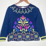 Anthropologie ANTHRO MONOGRAM HWR FAIR ISLE INTARSIA BALLET NECK BLUE CROP KNIT SWEATER Photo 2