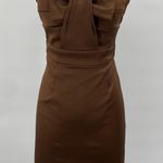Vintage Y2k BCBG Mini Dress Strapless Bow Bodice Bodycon Twill Brown Womens 0 Photo 0