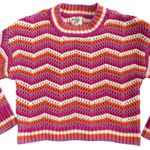 Hippie Rose  Pink Orange Crochet Chevron Cropped Sweater 90s Y2K Vibe Sz. Medium Photo 1