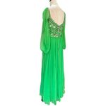 Victoria Royal Ltd 1960s Green sequin & Beaded Vintage Gown Dress sheer sleeves Size M Photo 4
