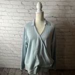 360 Cashmere light blue faux wrap sweater size large Photo 1