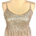 Irreplaceable Sparkly Sequin Tulle Cocktail Camisole Mini Dress Juniors M Gold Size undefined Photo 2