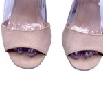 Lulus Ankle Bow Tie Peep Toe Ankle Sandals Faux Suede Block Heel 6.5 Dusty Pink Photo 2