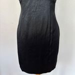 Vintage 90s Solid Black Satin & Lace Open Back Cocktail Dress Size 8 Photo 6