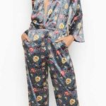Victoria's Secret Victoria’s Secret Luxe Floral Print Grey Open Back Jumpsuit Photo 0