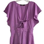 AGQT Women's Medium Purple Tie Front Romper Short Sleeve Casual Photo 0