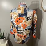 Alfred Dunner  Quilted Floral Watercolor Open Jacket Mandarin Collar ORANGE 12 Photo 2