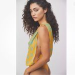 Free People Intimately Soul Of The Sun Bodysuit M Yellow Green Tassels Boho Chic Photo 4