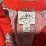 st. john's bay NWT  Tank Top Womens 2X Red Floral Split Neck Tunic Sleeveless Photo 3