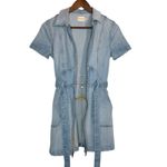 Alice + Olivia Jeans Blue Denim Mini Dress Size 2 Zipper Front Pockets Belted Photo 9