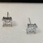8mm CZ Stud Earrings for Men Women,Streetwear Punk Hip Hop Unisex Style Silver Photo 1